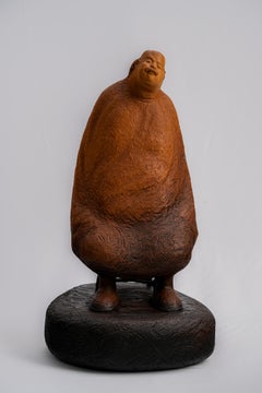 An Afternoon Break, Contemporary Hand-Carved Wooden Figure Sculpture