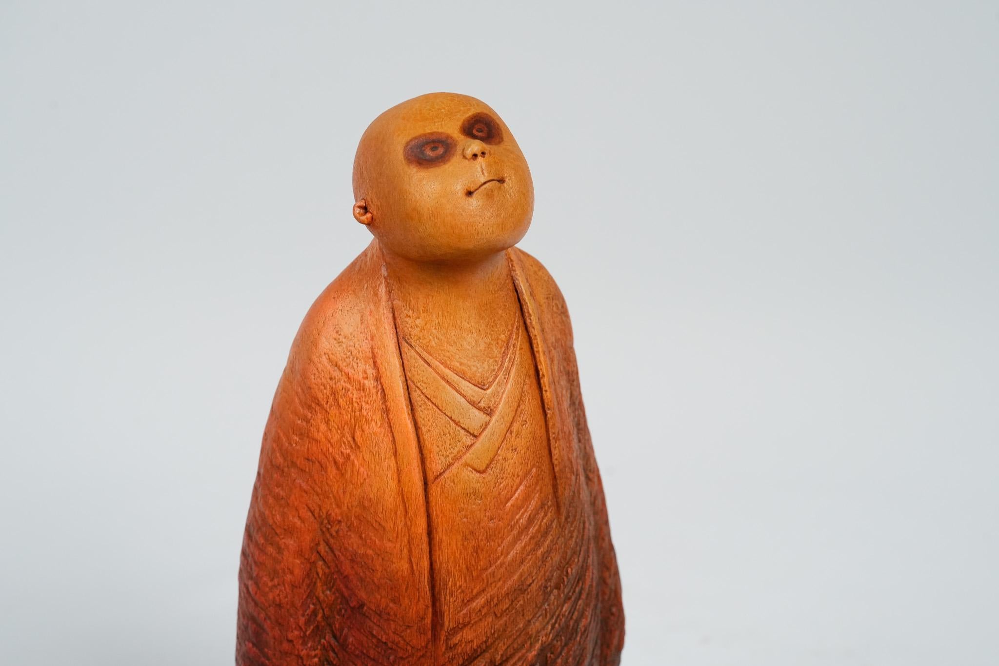 Contemporary Hand-Carved Wood Sculpture "Brat" by Ser Uang Huang