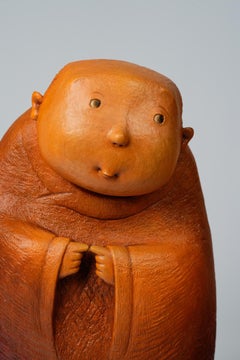 Contemporary Hand-Carved Wood Sculpture "Just So" by Ser Uang Huang