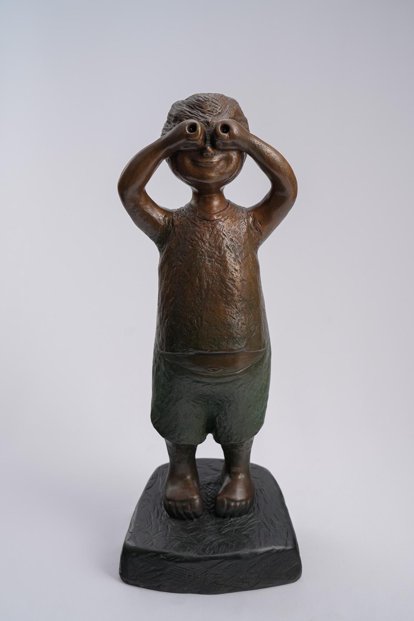 Gazing, Contemporary Bronze Figure Sculpture