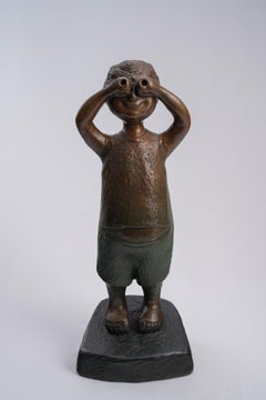 Gazing, Contemporary Bronze Figure Sculpture