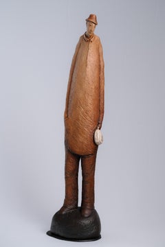 Got a Date, Contemporary Hand-Carved Wooden Figure Sculpture