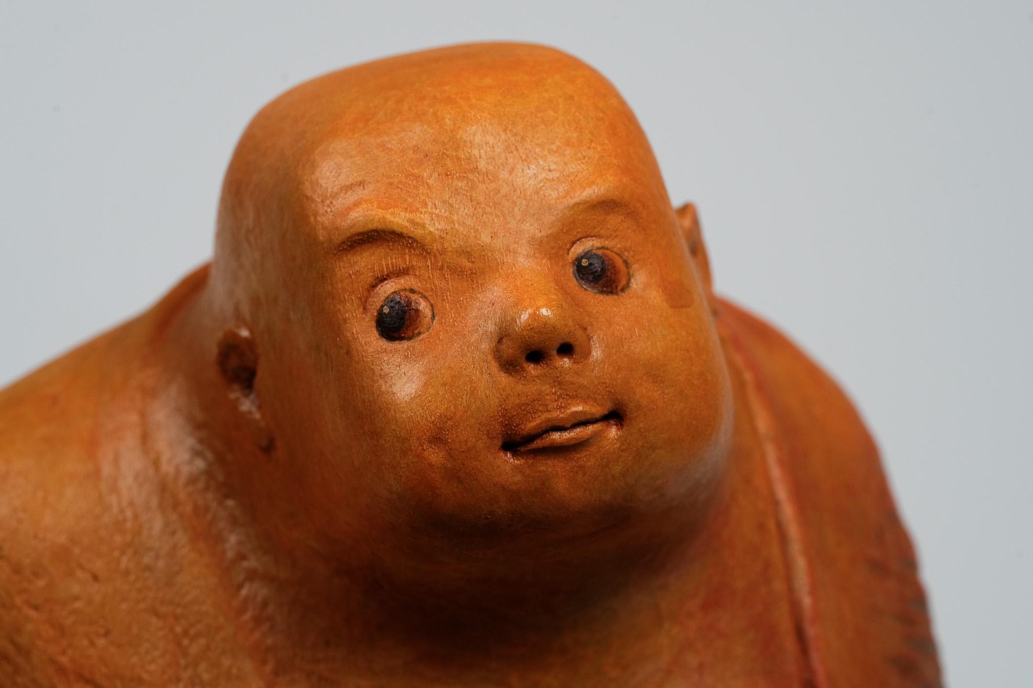 Hand-Carved Zen Wood Sculpture "Half Leisure" by Ser Uang Huang