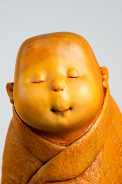 Large Hand-Carved Camphor Wood Sculpture "Serenity" by Ser Uang Huang