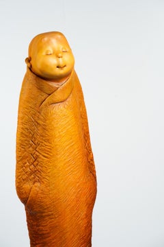 Large Hand-Carved Camphor Wood Sculpture "Serenity" by Ser Uang Huang