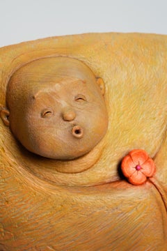 Large Zen Beech Wood Sculpture "Joy of Carefree Living" by Ser Uang Huang