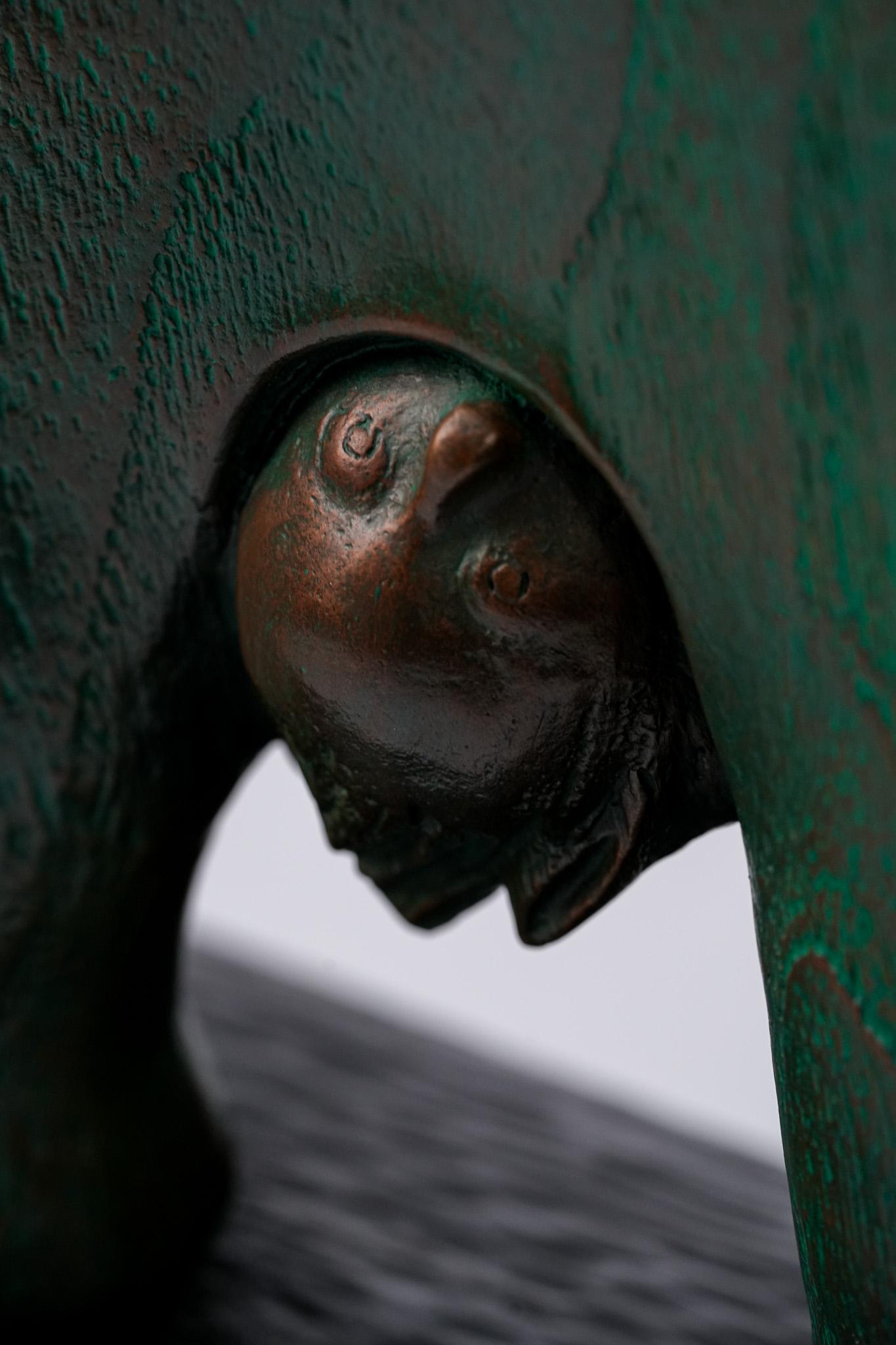 What? Contemporary Bronze Figure Sculpture For Sale 7