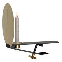 Sera Clamp Candle Lamp in Matte Burnished Iron Polished Brass by Mingardo