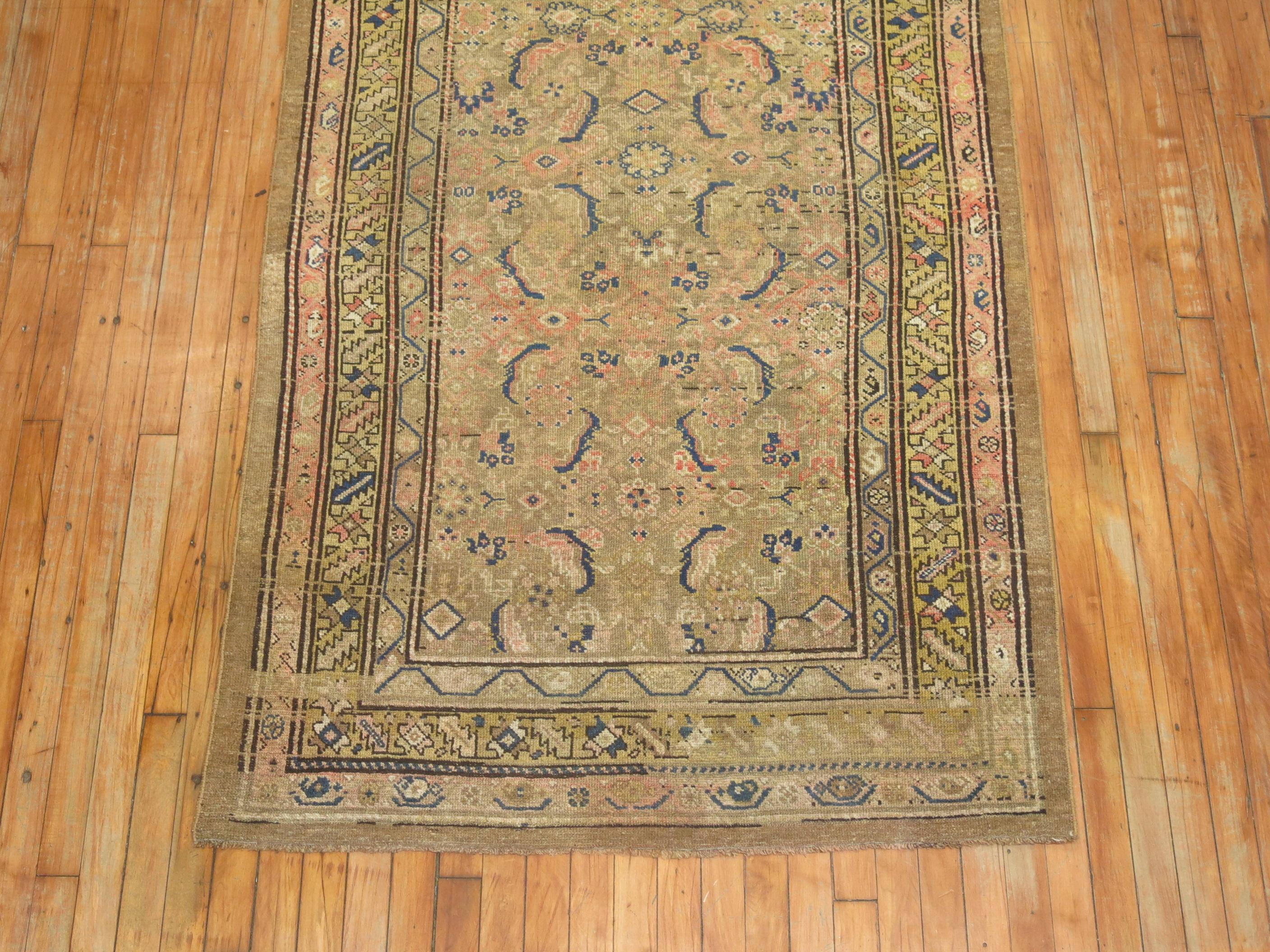 An antique Serab camel hair rug we just acquired.

The best antique rugs and carpets utilizing undyed camelhair are quite rare, as they represent a limited production of just a handful of the rug weaving villages and tribal encampments of the