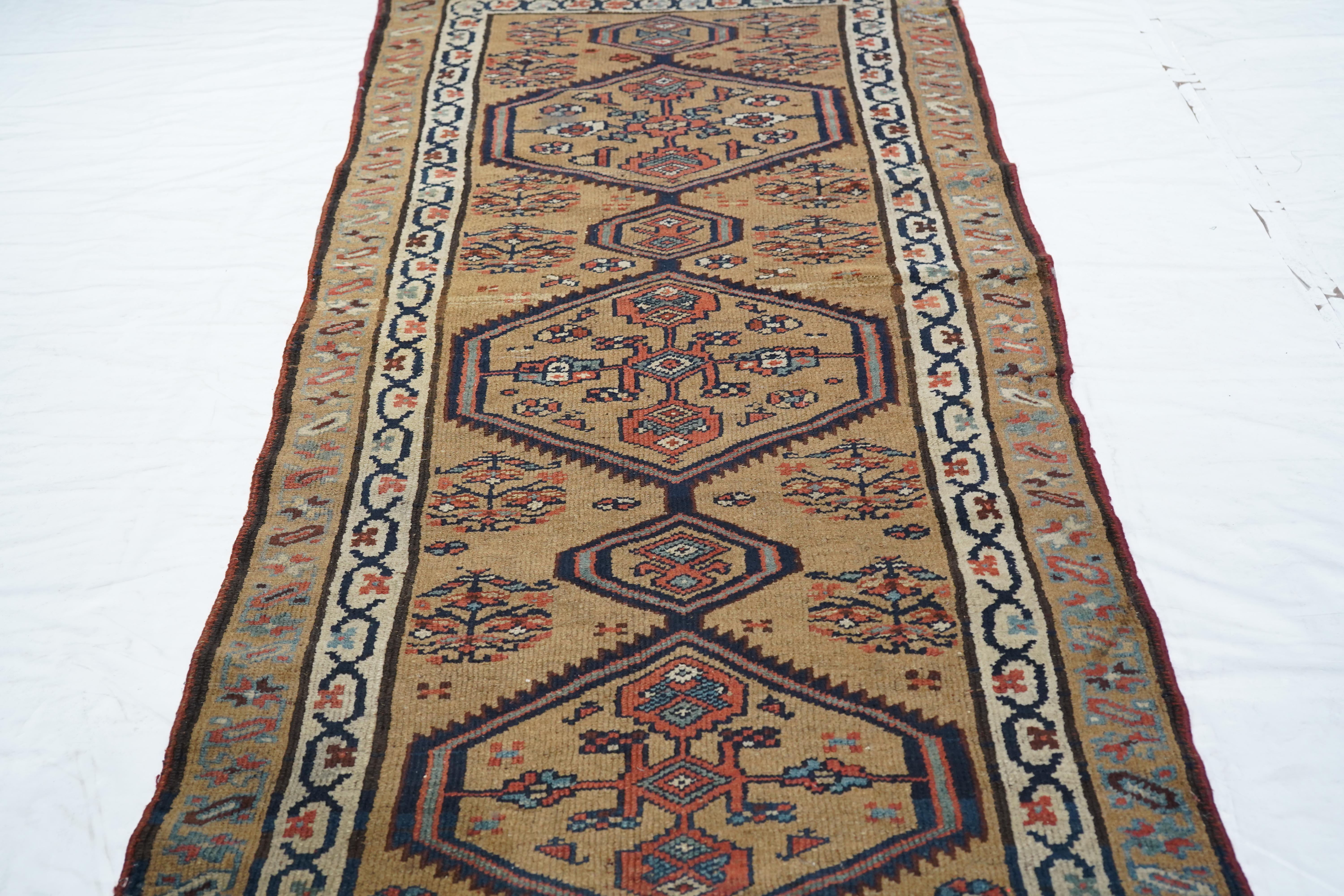 Antique Bakhshayesh Rug 3'6'' x 8'5'' In Excellent Condition For Sale In New York, NY