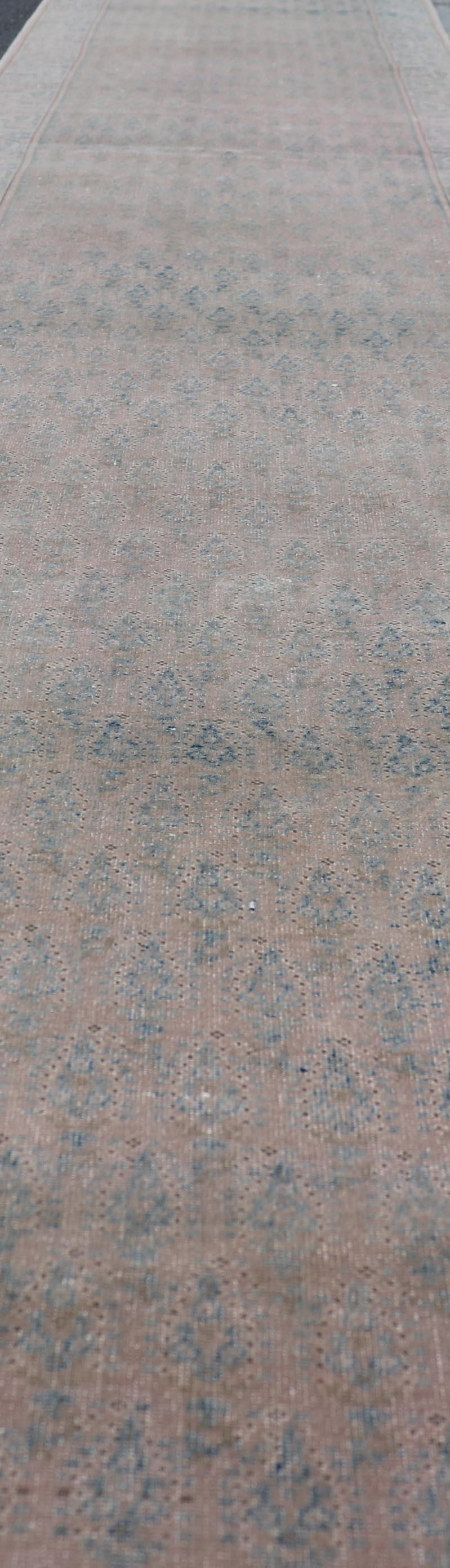 Seraband Runner with Intricate Pattern in Light Blue by Keivan Woven Arts For Sale 4