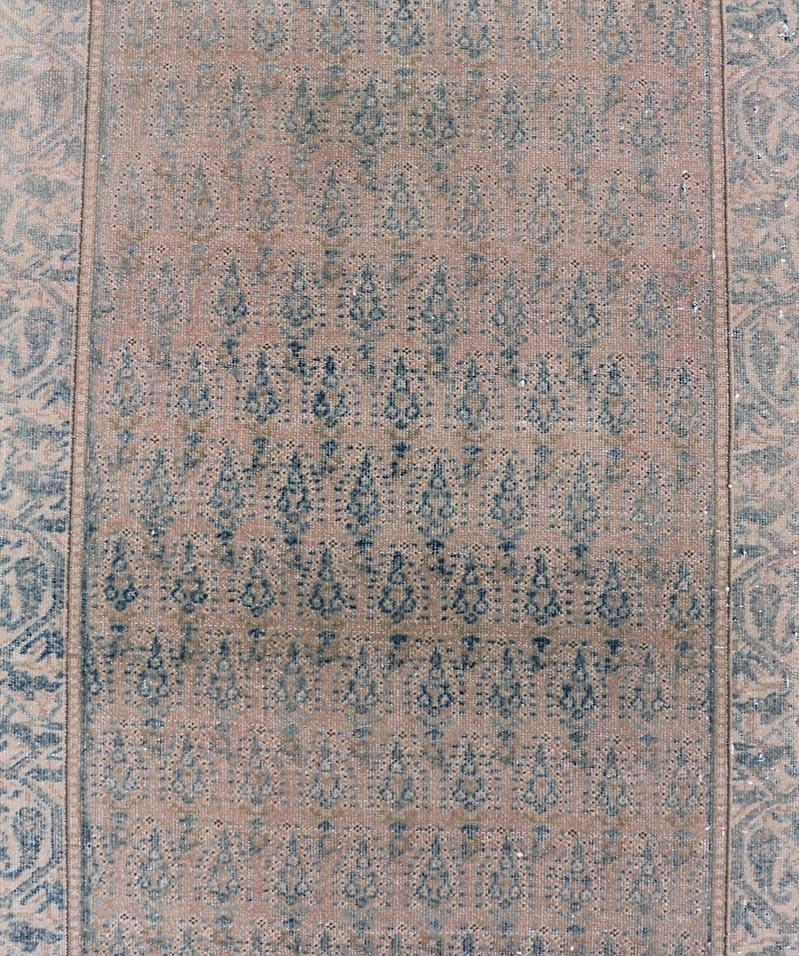 Measures: 2'6 x 18'8 
Saraband Runner with Intricate Pattern in Light Blue by Keivan Woven Arts. 
Keivan Woven Arts / rug / W22-1203/ Iran Early 20th Century. 


A traditional Saraband runner, known for its refined elegance and intricate design. The