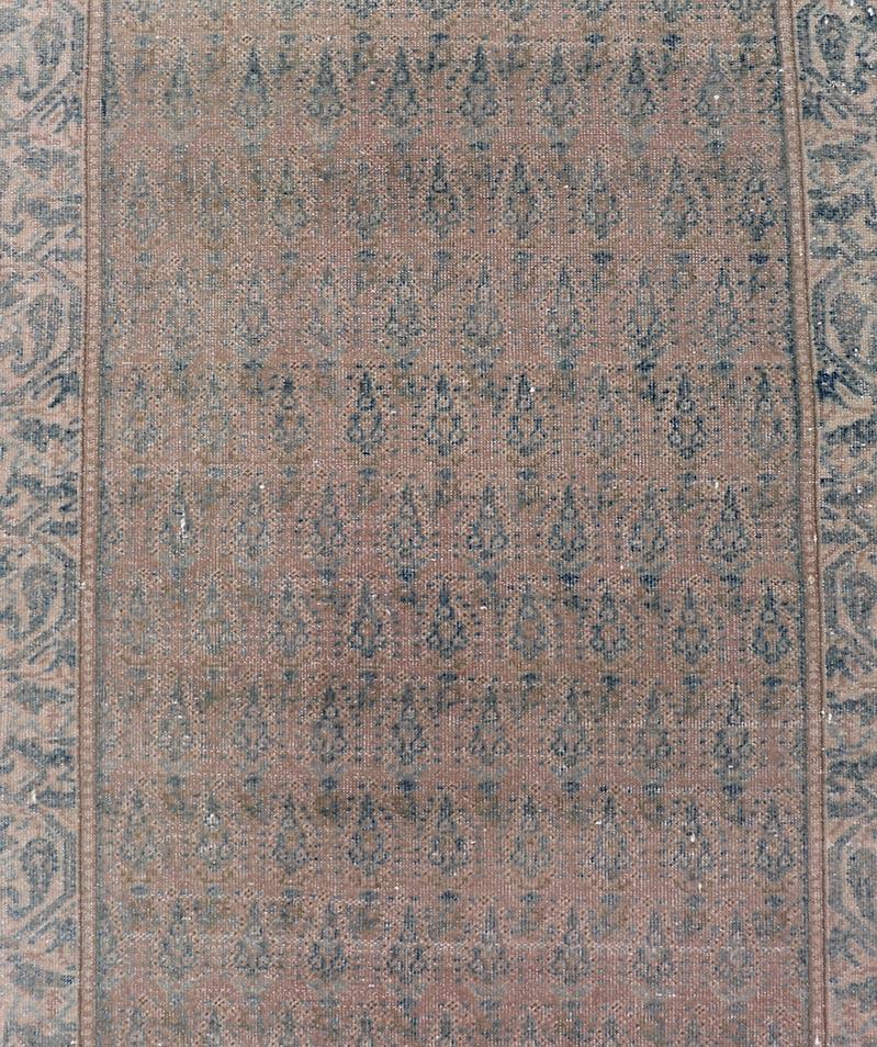 Tabriz Seraband Runner with Intricate Pattern in Light Blue by Keivan Woven Arts For Sale
