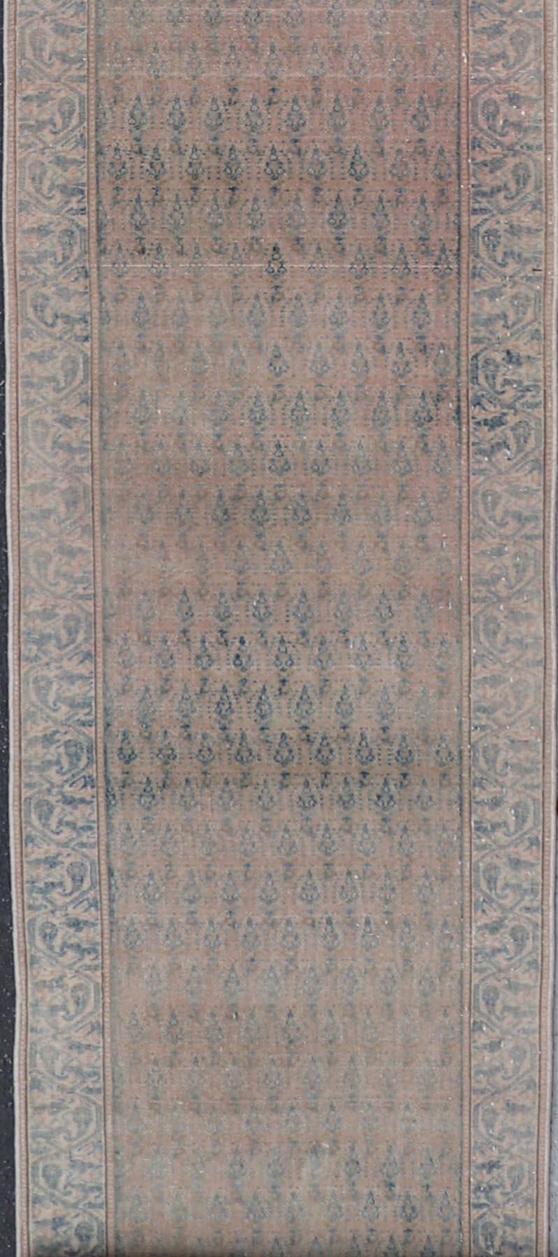 20th Century Seraband Runner with Intricate Pattern in Light Blue by Keivan Woven Arts For Sale