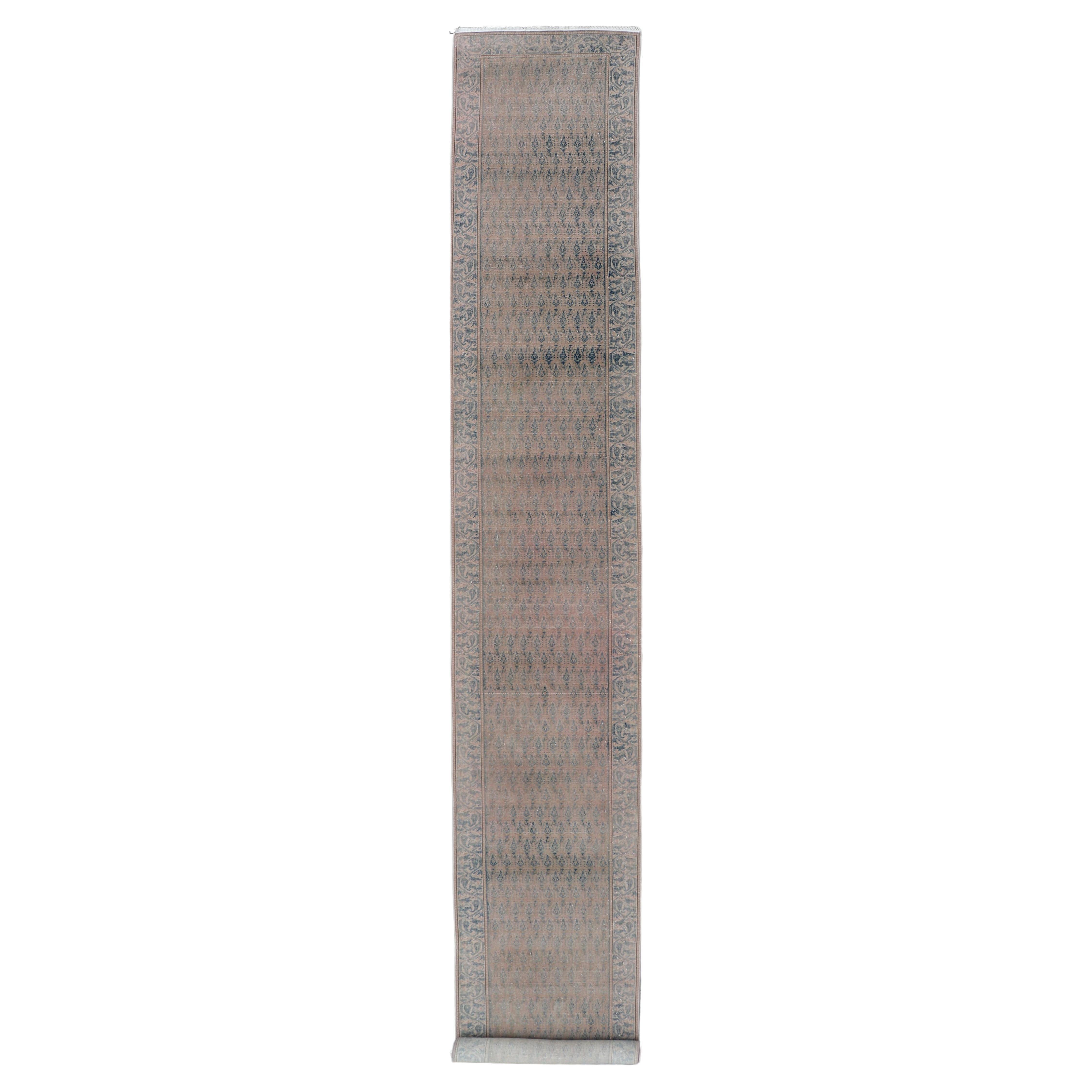 Seraband Runner with Intricate Pattern in Light Blue by Keivan Woven Arts