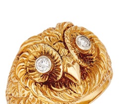 Serafini Owl Shaped Diamond Ring in Yellow Gold