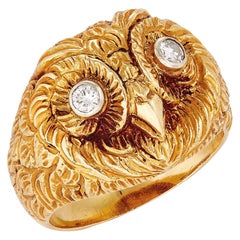 Serafini Owl Shaped Diamond Ring in Yellow Gold