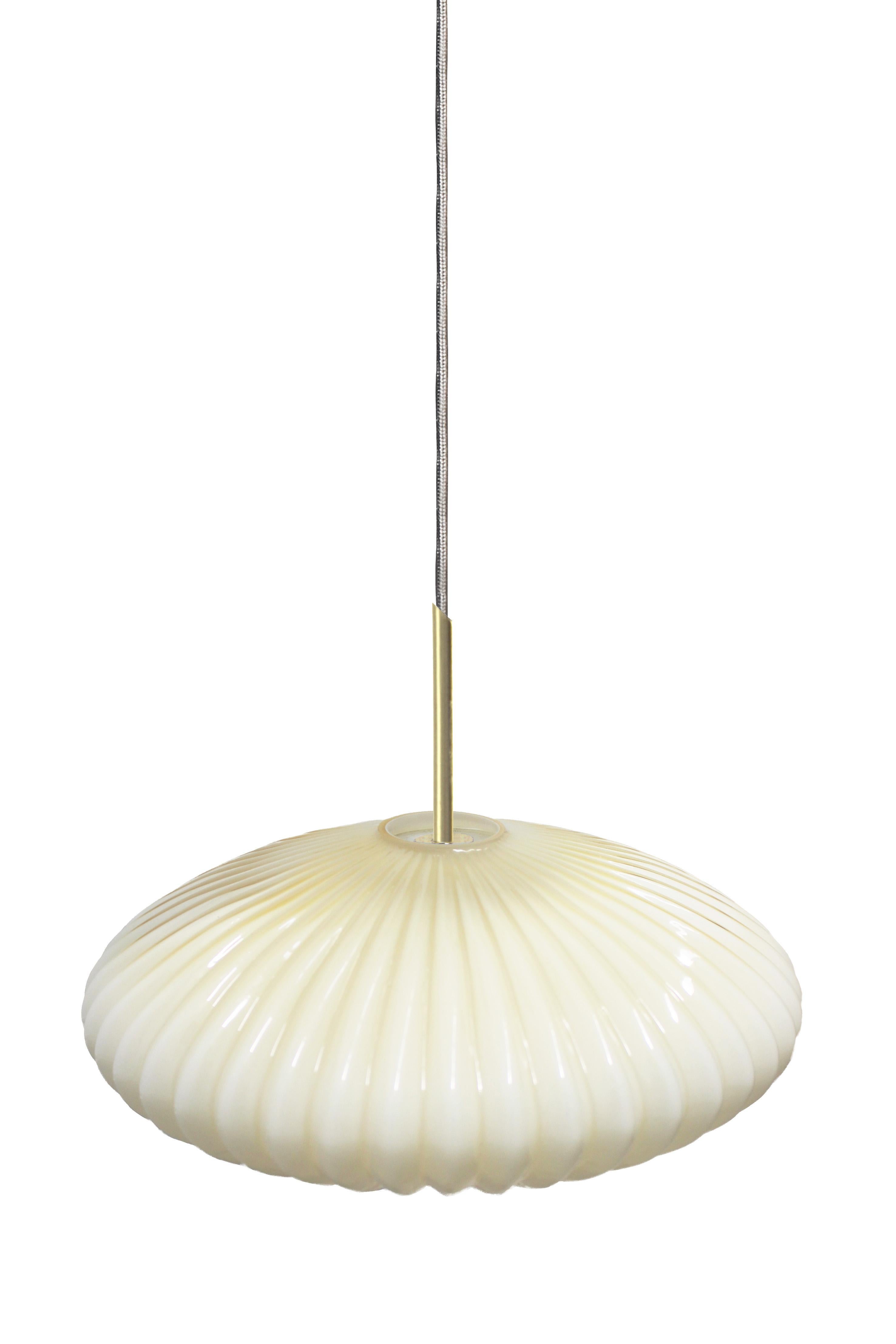 French Serail Glass Pendant Light in Ivory by Concept Verre For Sale