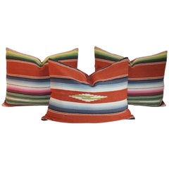 Retro Serape Pillows in Burnt Orange, Collection of Three