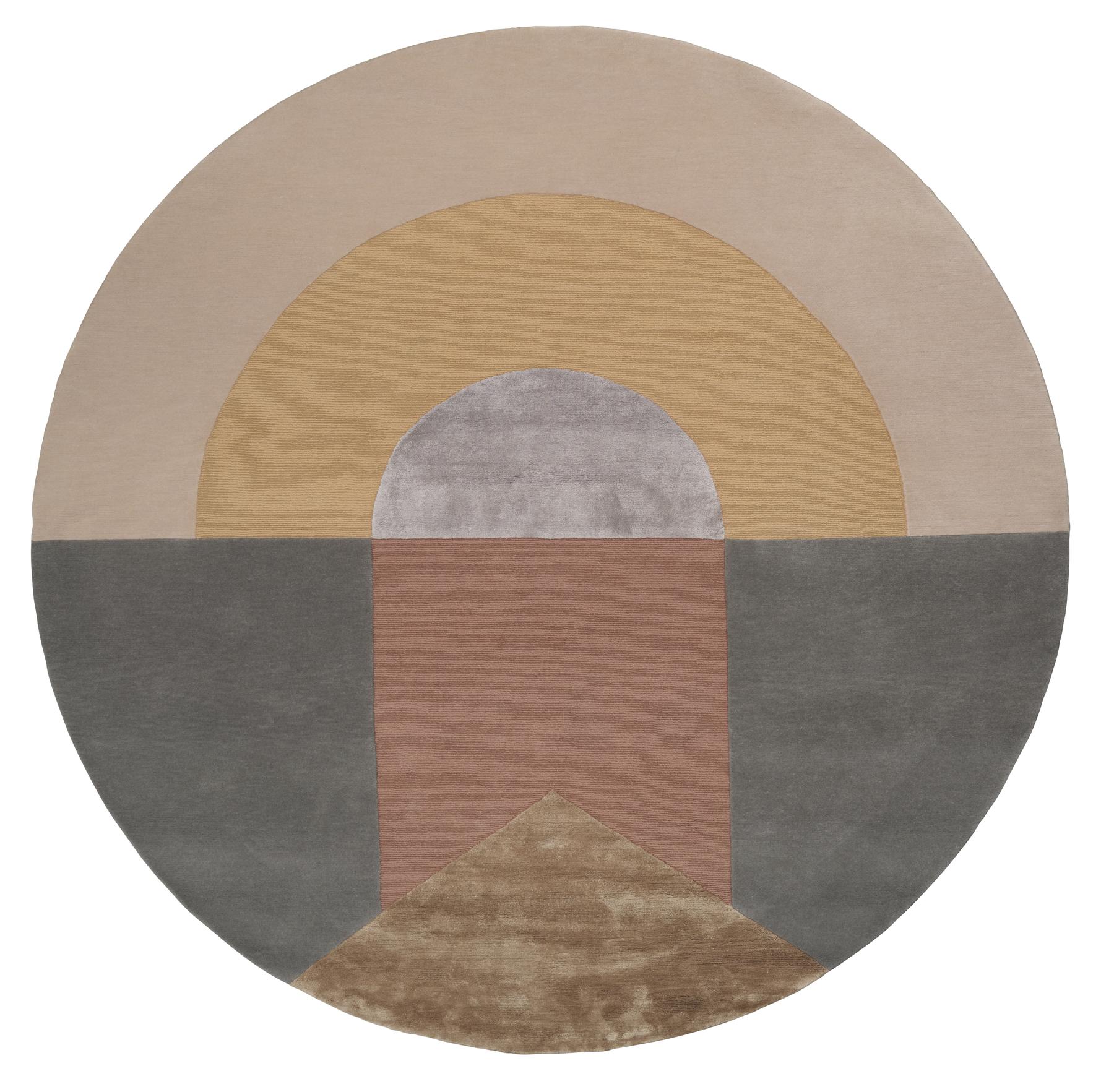 Contemporary 'Seraphic Sun' 250 Handmade Rug by LinieDesign, Wool and Silk For Sale
