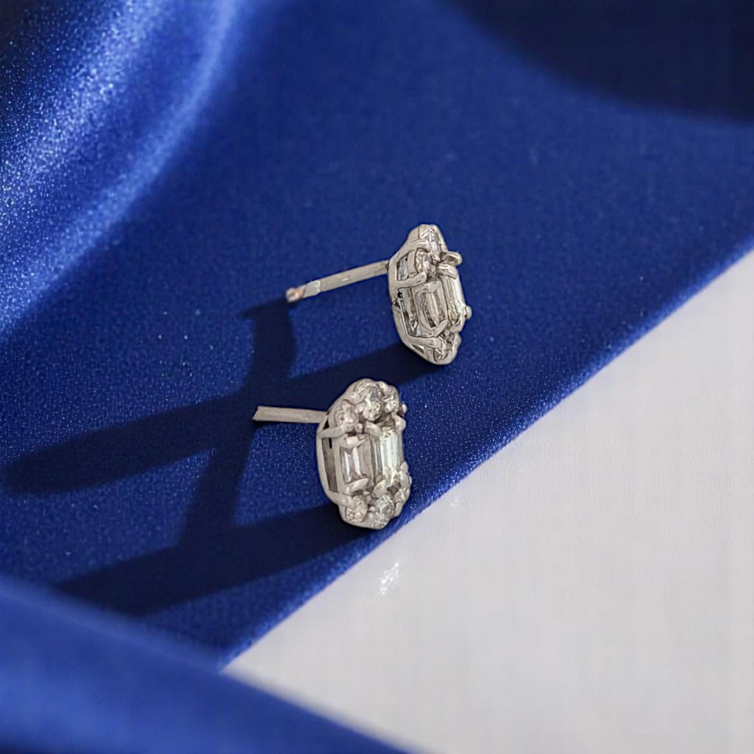 Pendientes de diamantes Seraphina - Pendientes Art Déco de platino, joyas de lujo vintage Artesano en venta