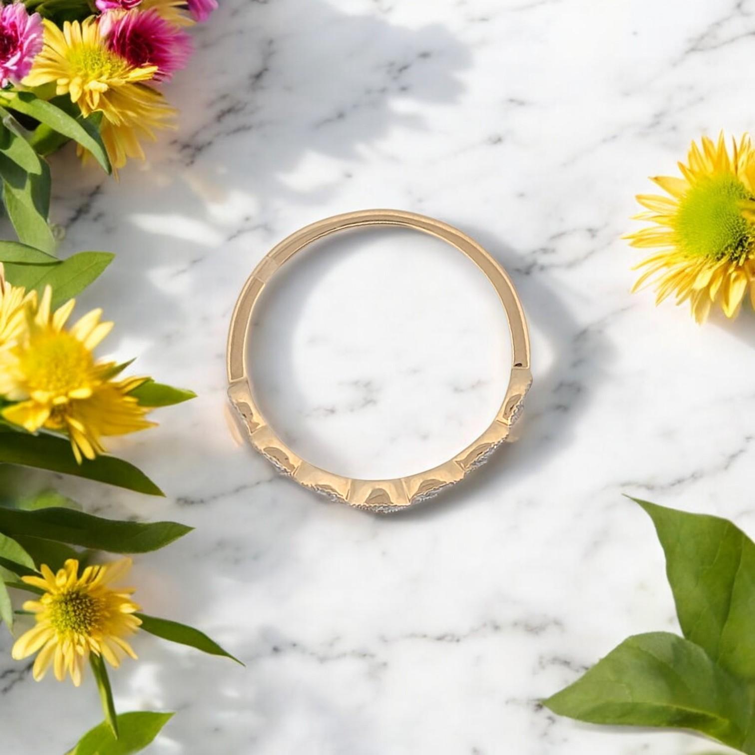 Seraphine  14K Yellow Gold Diamond Ring, 0.40 CTW, Milgrain Band, Vintage Style In New Condition For Sale In Greeneville, TN