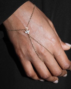 Seraphine V-Line 14K Gold-Filled Hand Chain with Floral Crystal Motif