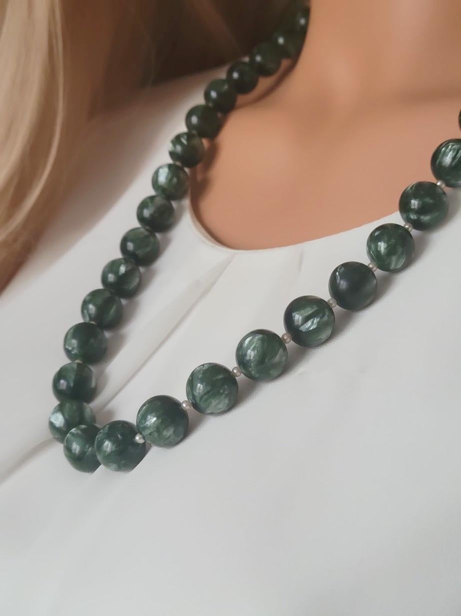 Women's Seraphinite and Freshwater Pearl Necklace For Sale
