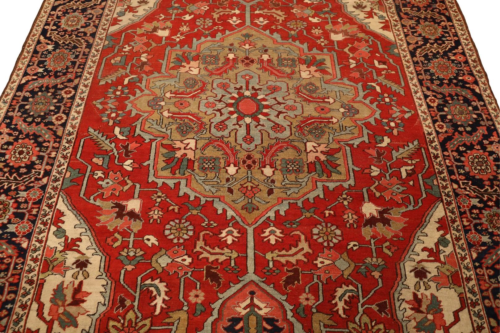 Hand-Knotted Serapi Antique Room-Size Rug - 7'10
