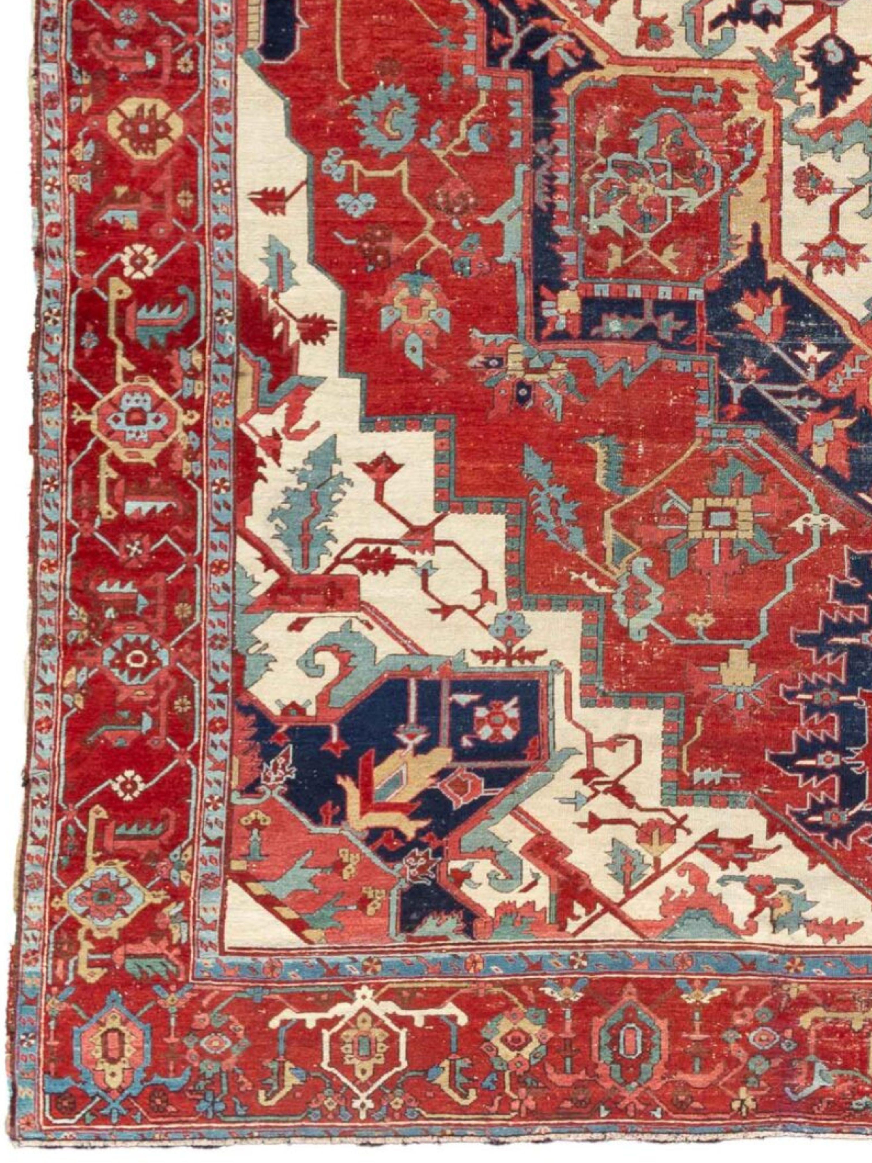 Noué à la main Tapis Serapi, 19e siècle (4e Q) en vente