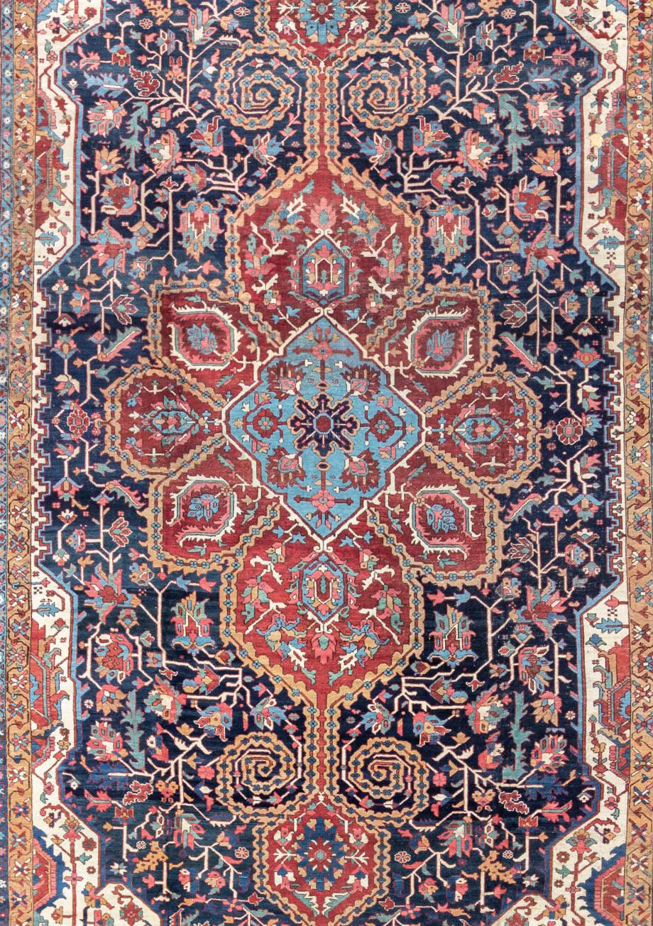 Hand-Woven Antique Large Persian Serapi Carpet, 19th Century