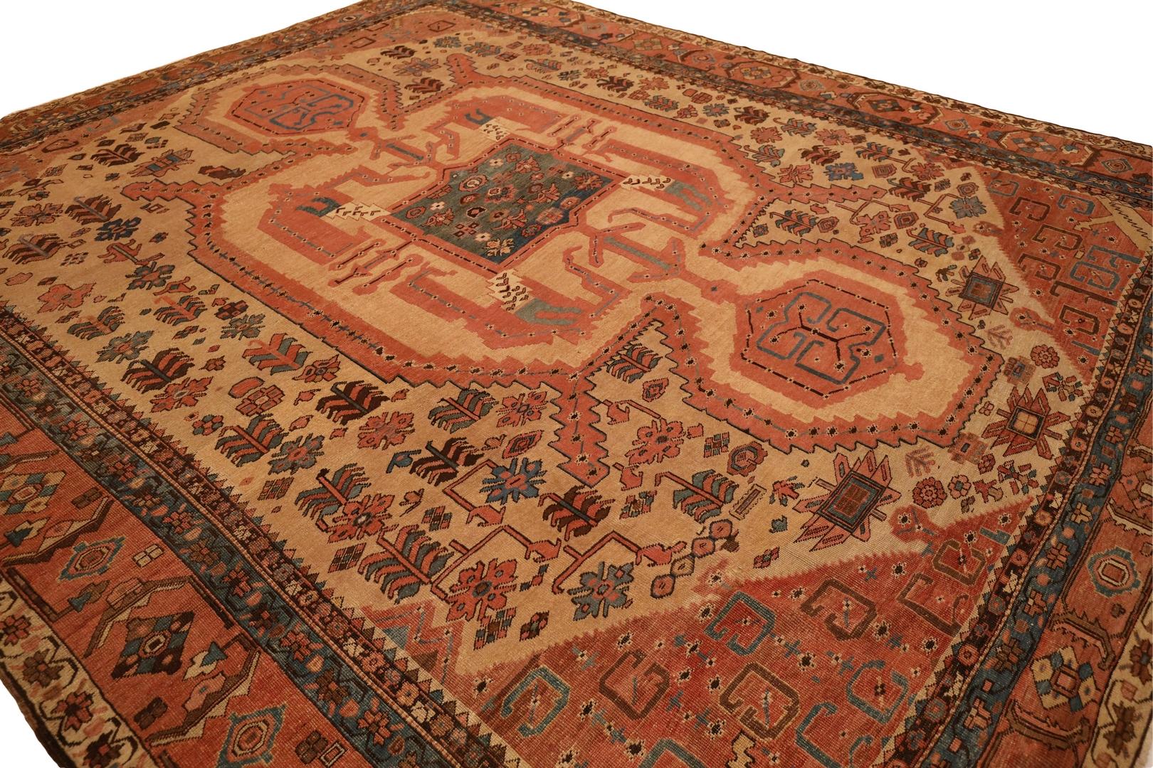Hand-Knotted Serapi Antique Room-Size Rug - 11'10