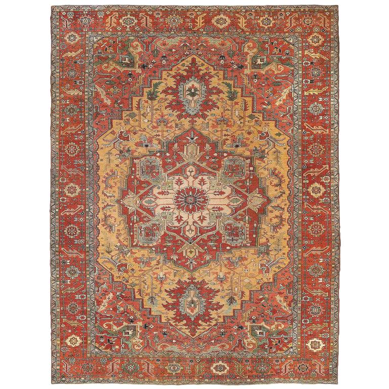 Serapi Heriz Persian Hand Knotted Antique Traditional Wool Rug For Sale