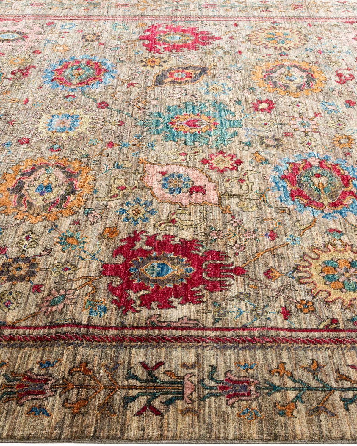 Pakistani Serapi, One-of-a-Kind Hand Knotted Runner Rug, Beige For Sale