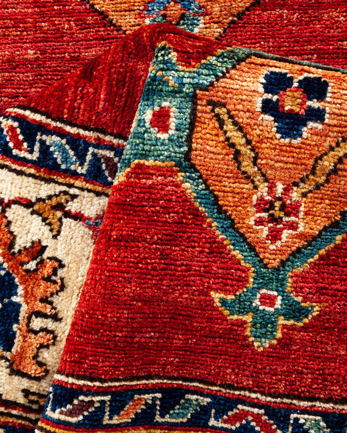 Tribal Serapi, Tapis de course unique noué à la main  Bleu, 2'' 10 x 14'' 0 en vente