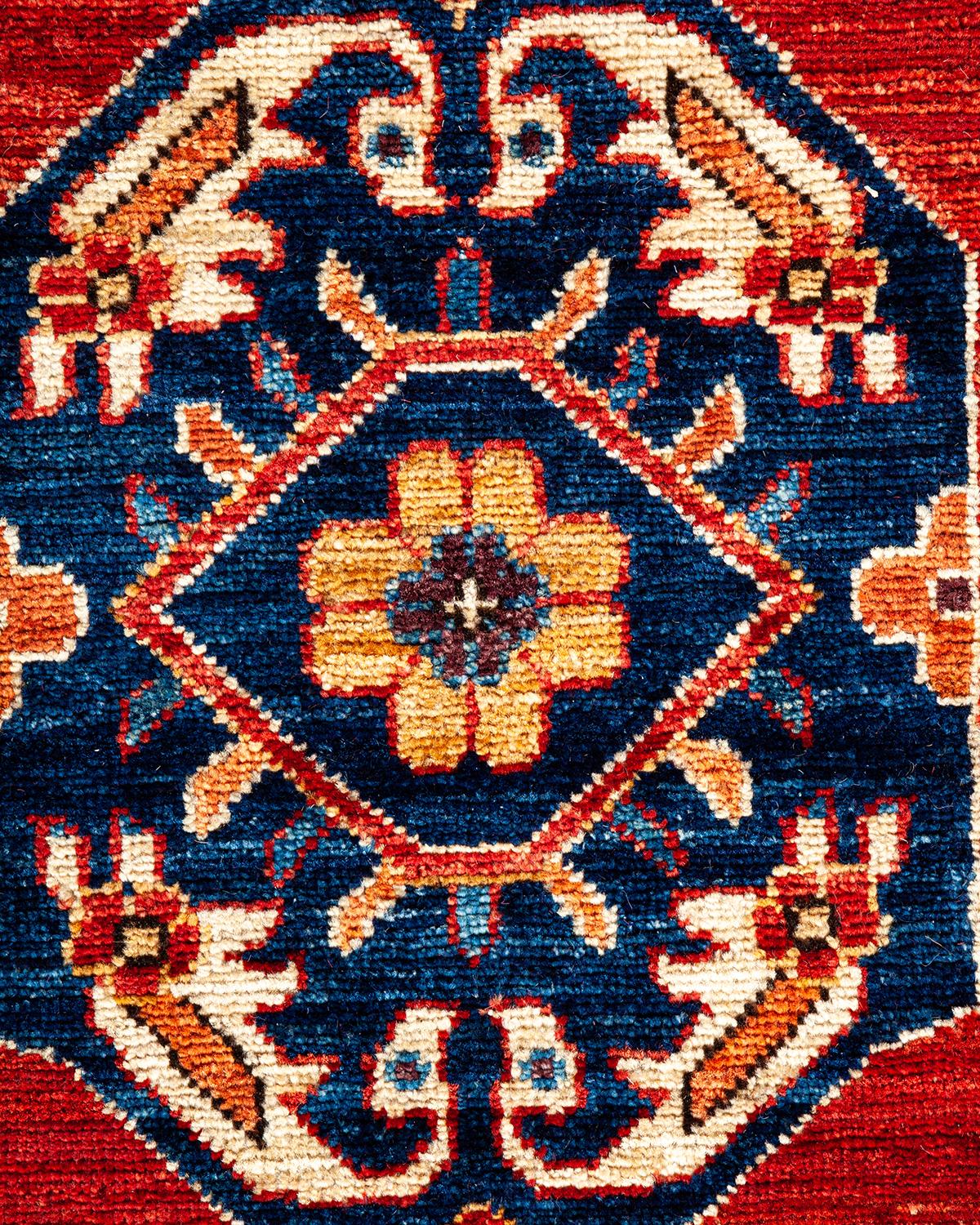 Wool Serapi, One-of-a-Kind Hand-Knotted Runner Rug, Blue For Sale