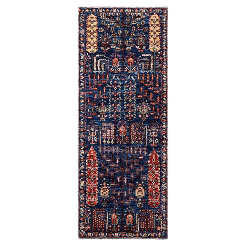 Rust Blue Runner Rug Long Handmade Traditional Oriental Wool Carpet For ...