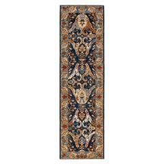 Serapi, One-of-a-kind Hand-Knotted Runner Rug, Blue
