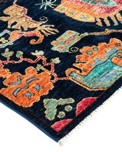 Serapi, One-of-a-Kind Hand-Knotted Runner Rug, Blue