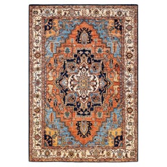 Serapi, One-of-a-kind hand knotted Runner Rug, Blue