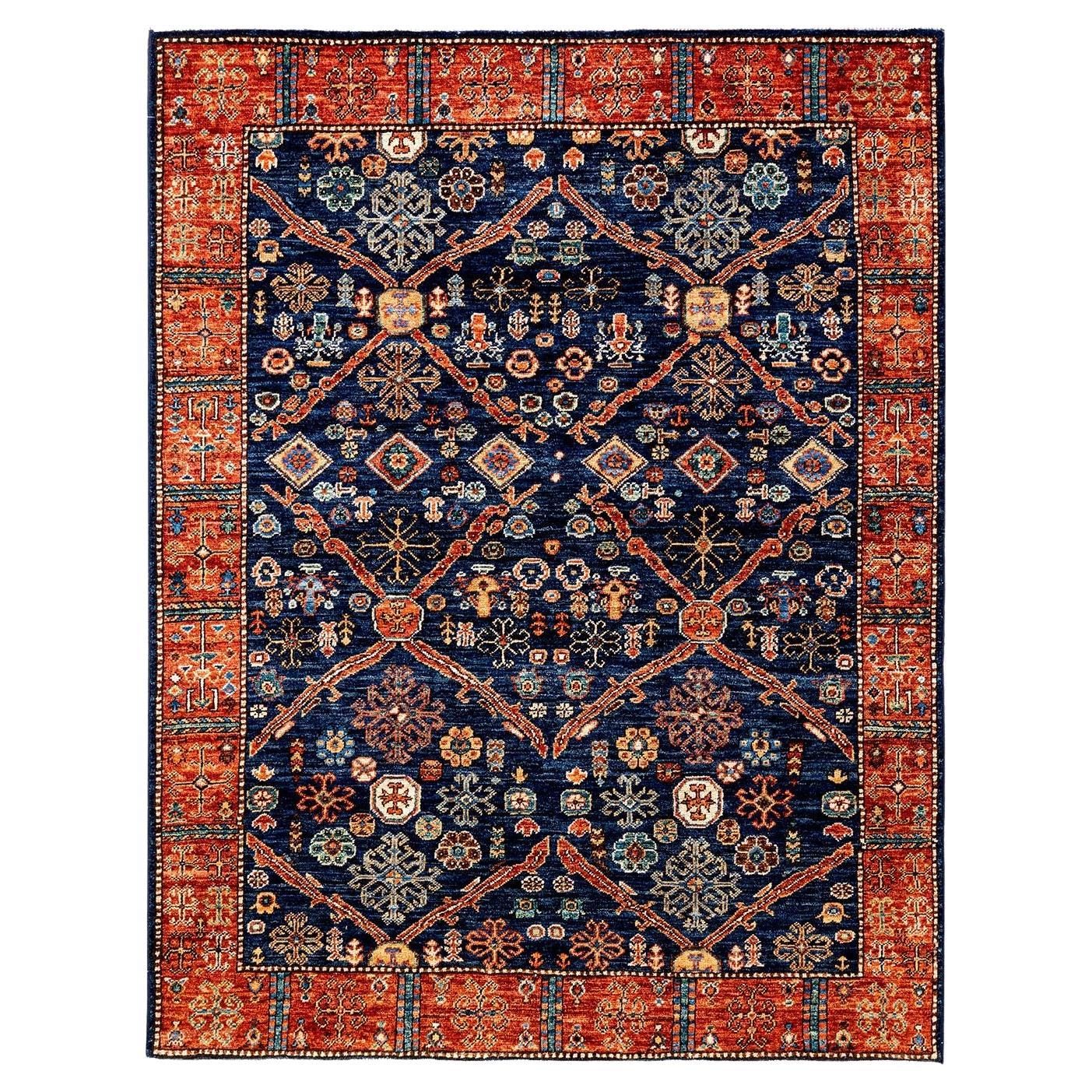 Serapi, One-of-a-kind hand knotted Runner Rug, Blue For Sale