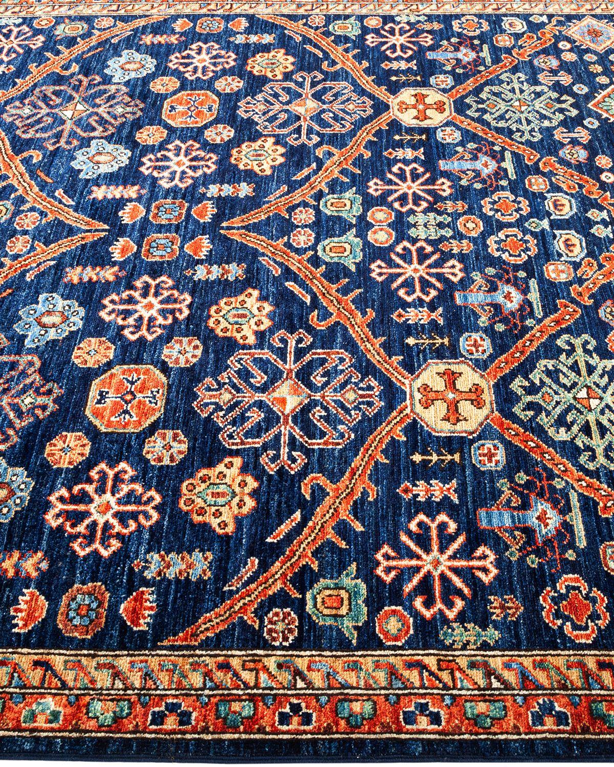 Pakistani Serapi, One-of-a-kind Hand Knotted Runner Rug, Blue For Sale