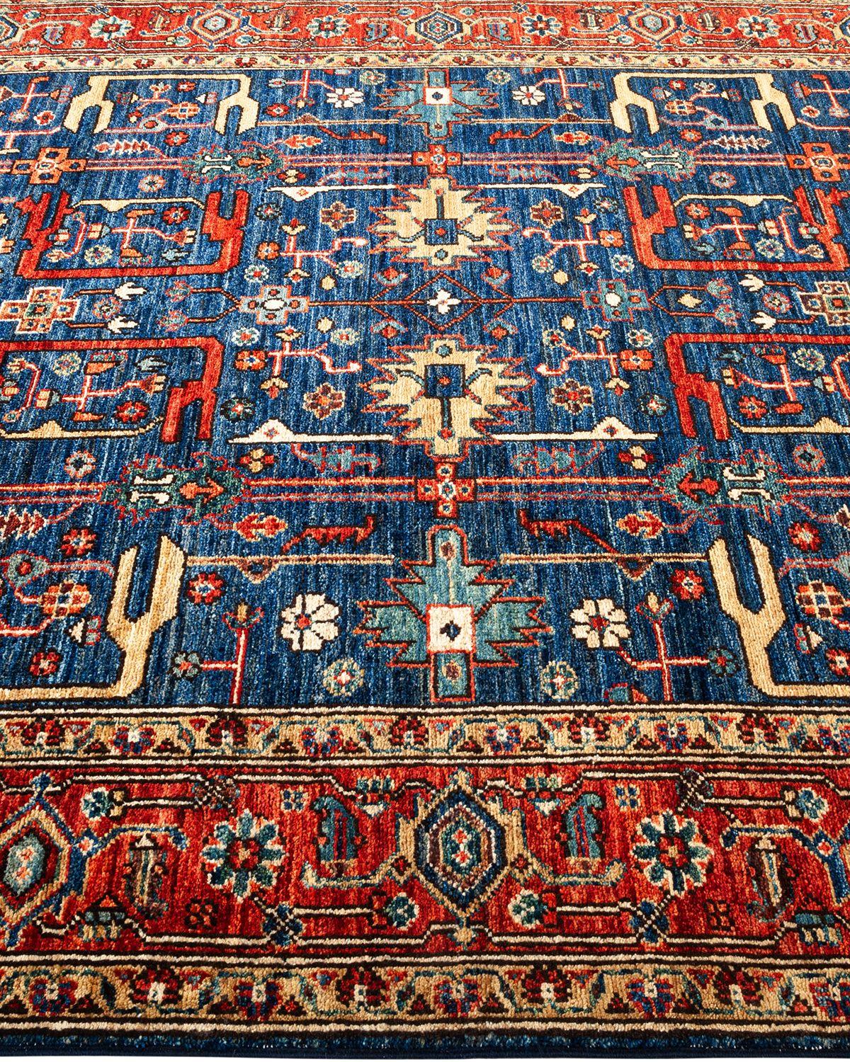 Pakistani Serapi, One-of-a-kind hand knotted Runner Rug, Blue For Sale