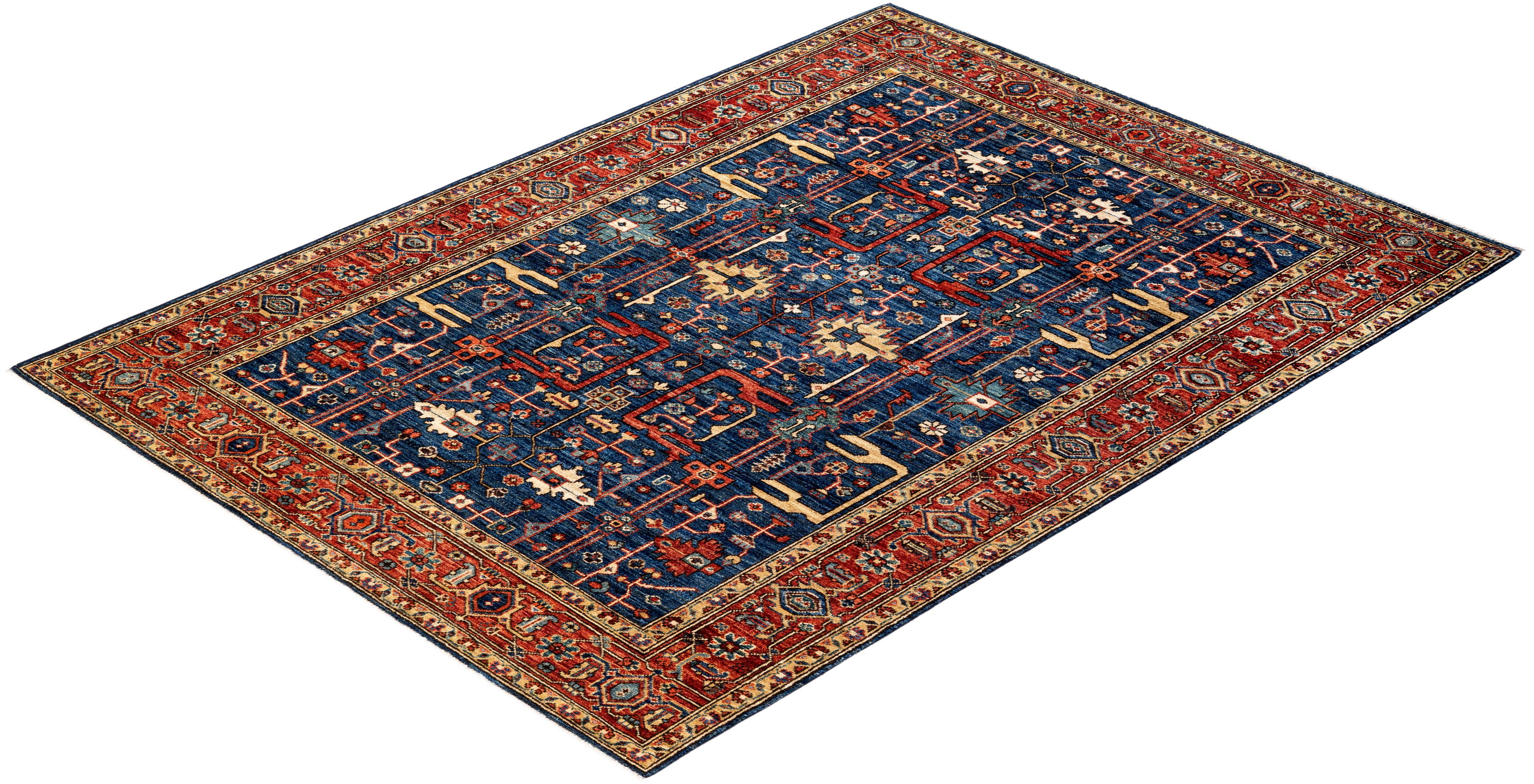 Serapi, One-of-a-kind hand knotted Runner Rug, Blue For Sale 1