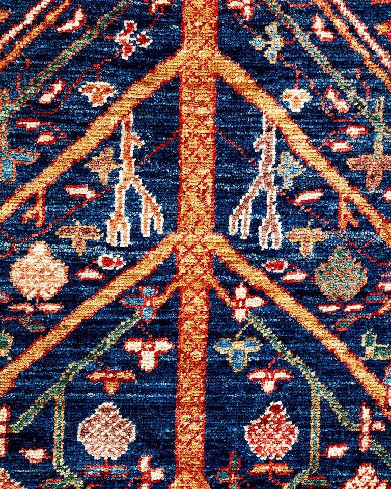 Tribal Serapi, One-of-a-kind hand knotted Runner Rug, Blue For Sale