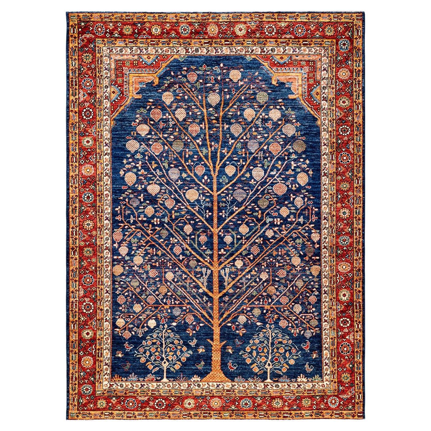 Serapi, One-of-a-kind hand knotted Runner Rug, Blue For Sale