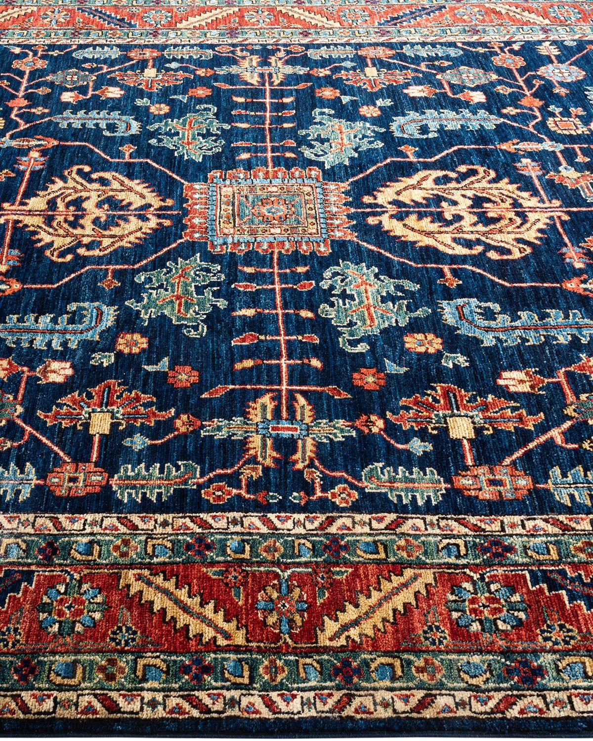 Pakistani Serapi, One-of-a-kind Hand Knotted Runner Rug, Blue For Sale