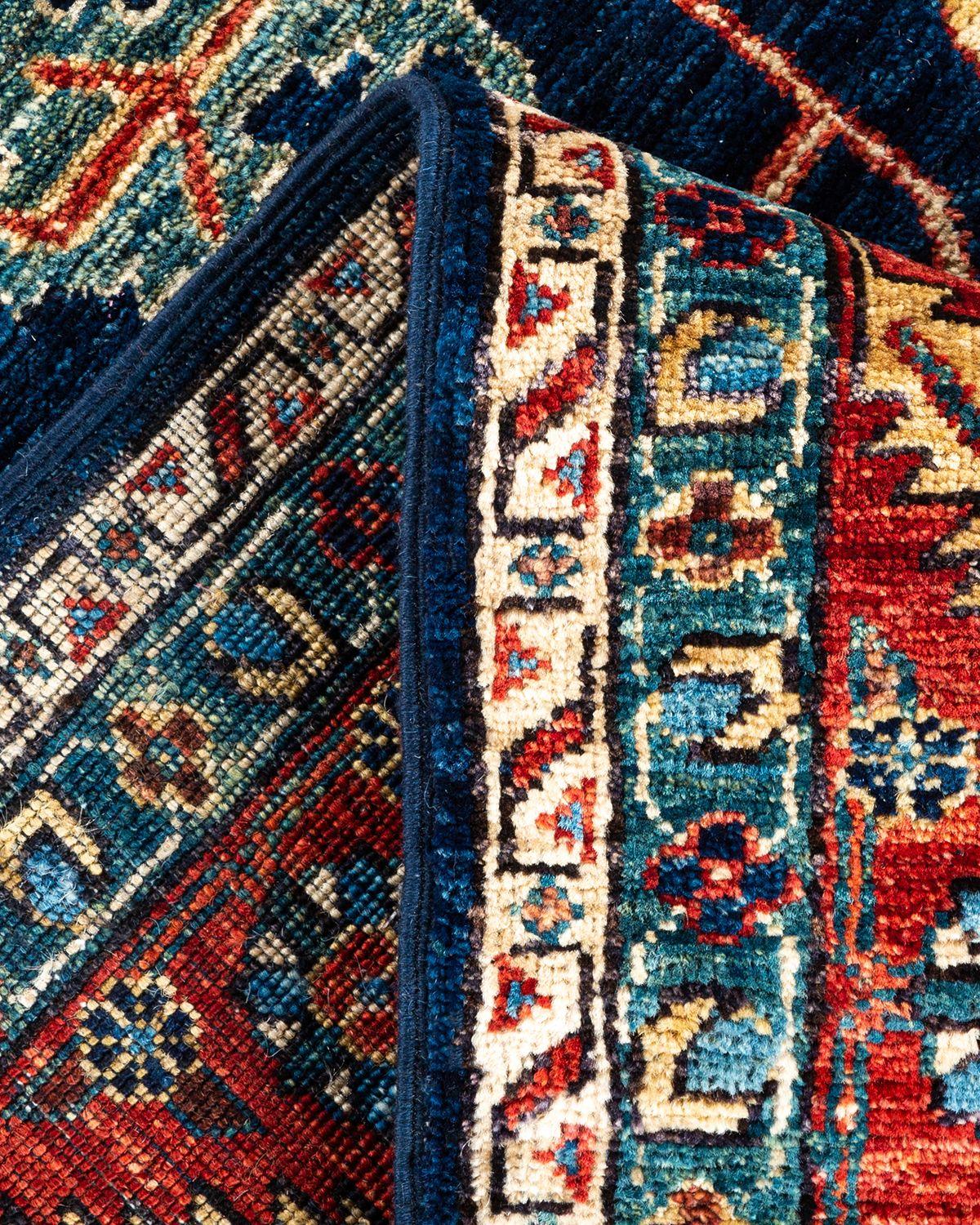 XXIe siècle et contemporain Serapi, tapis de course unique noué à la main, bleu en vente