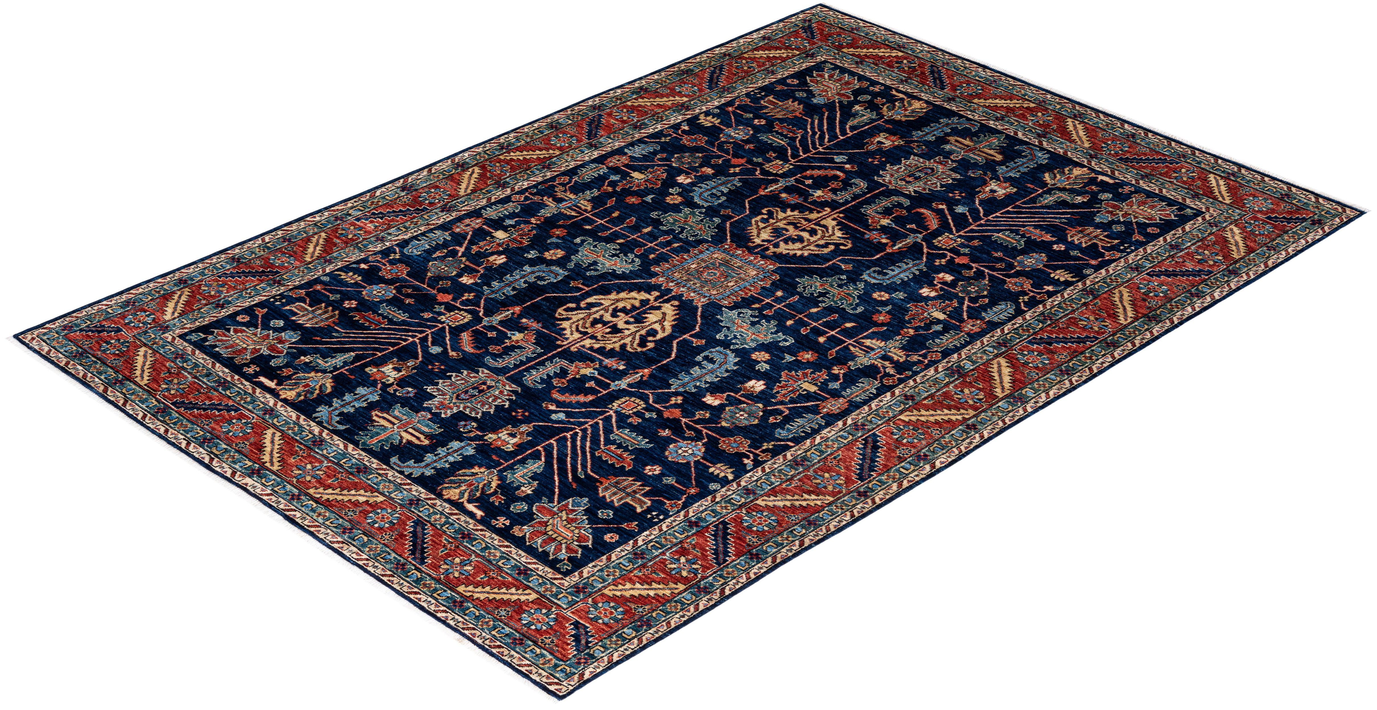 Serapi, One-of-a-kind Hand Knotted Runner Rug, Blue For Sale 1