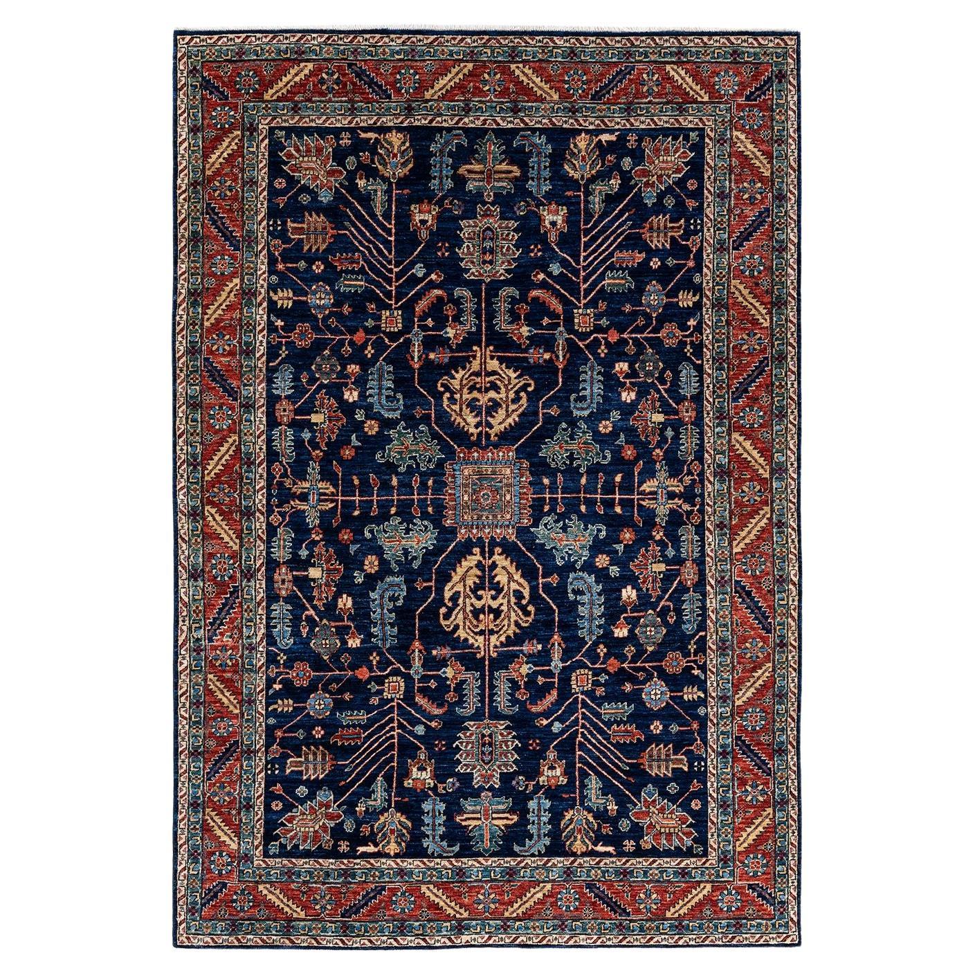 Serapi, One-of-a-kind Hand Knotted Runner Rug, Blue For Sale